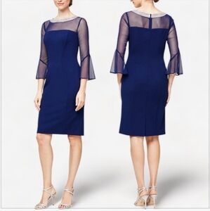 Alex Evenings Stunning Royal Blue Embellished Cocktail Dress NWT $199 16 Petite